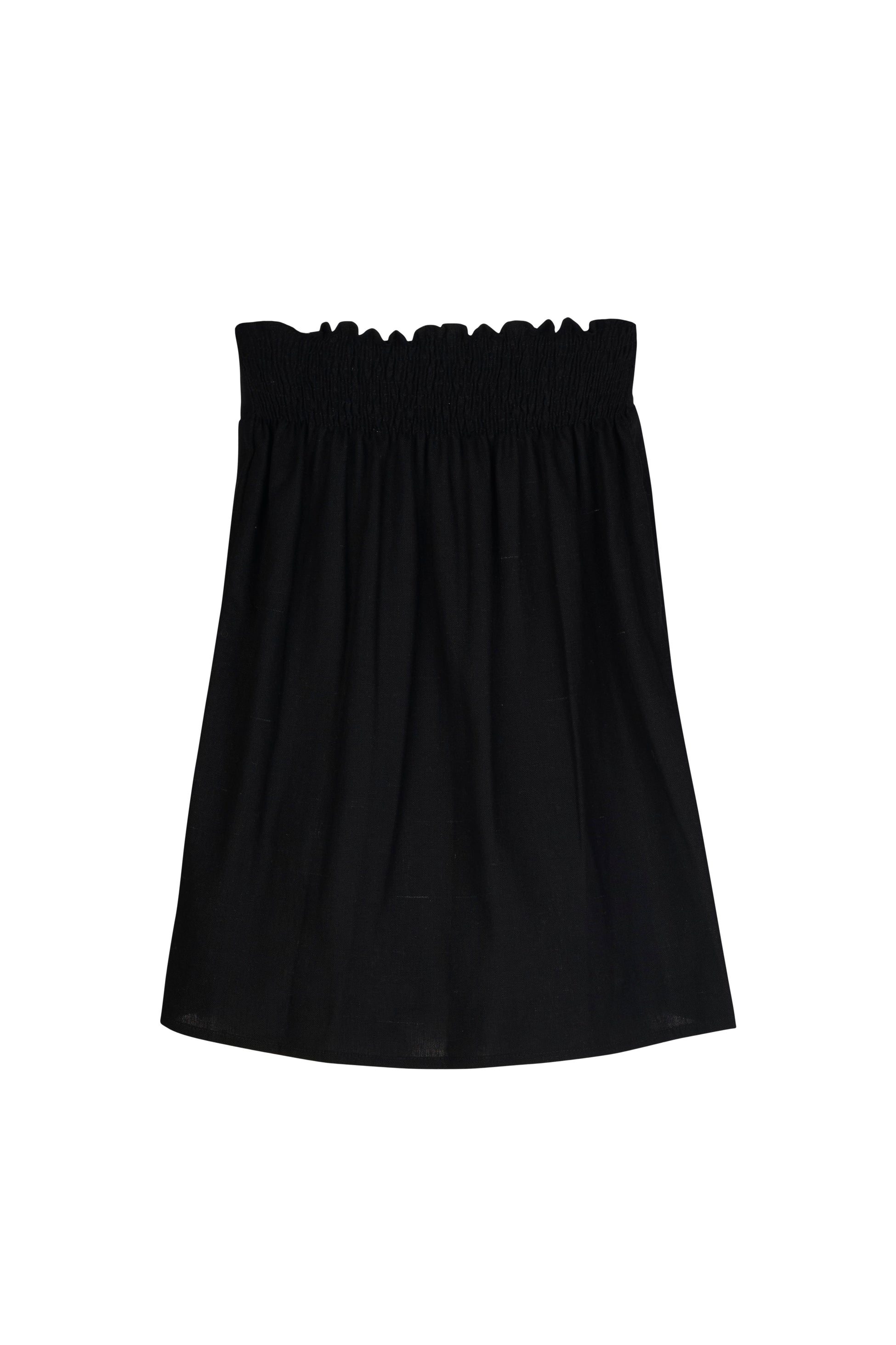 Coal Black Sleeveless Relaxed Fit Linen Top
