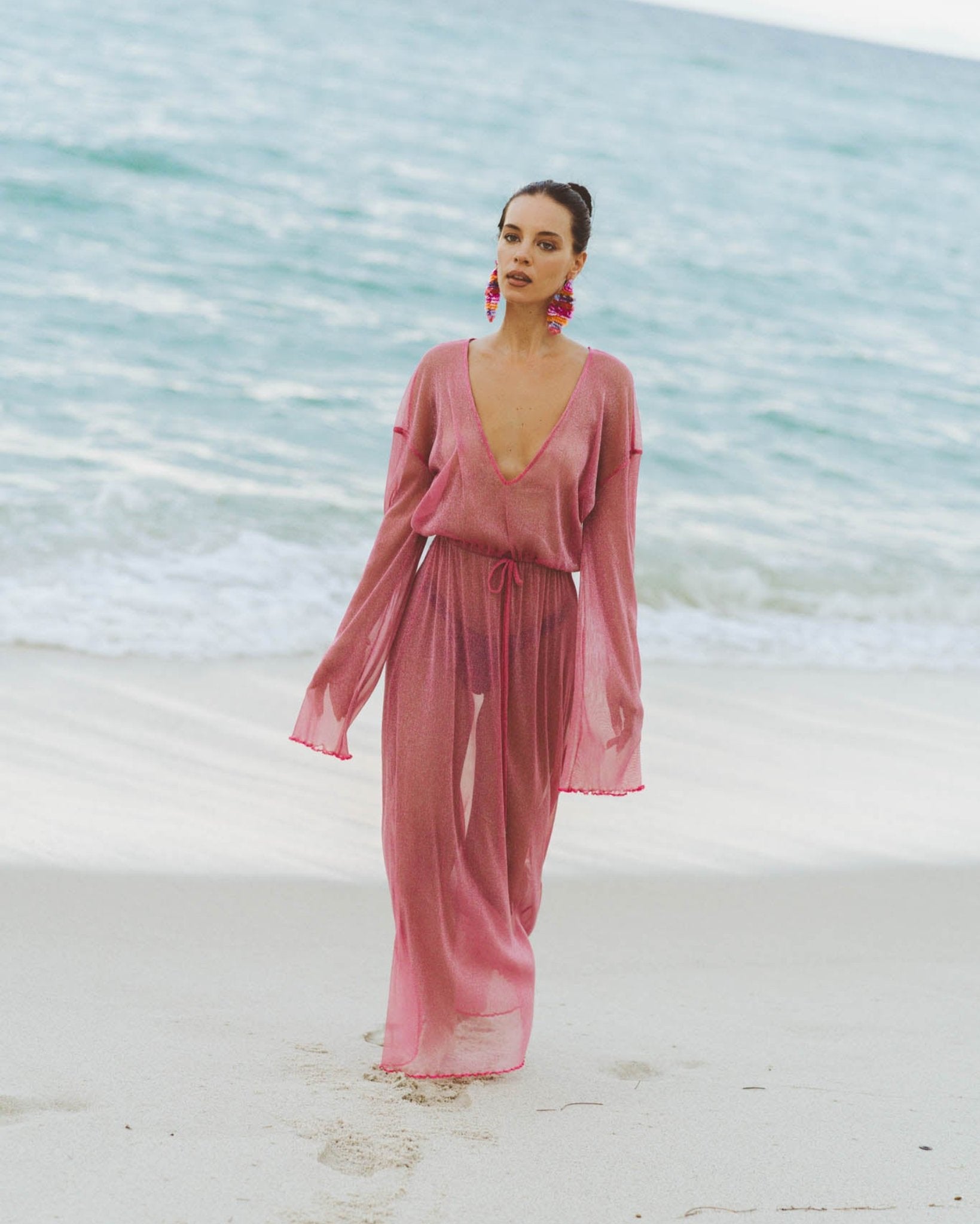 Ophelia Fuchsia Cover Up Dress M Ophelia Fuchsia Cover Up Dress M