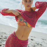 Alessia Fuchsia Long Crochet Skirt