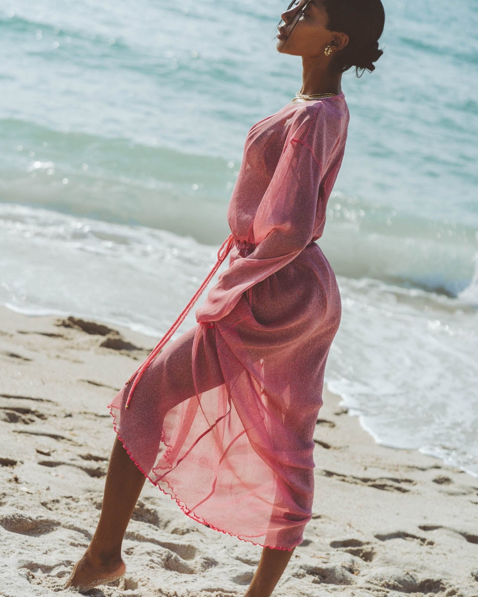 beach cover dress Ophelia Fuchsia Cover Up Dress M