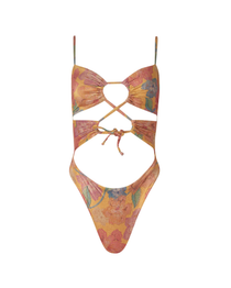Melina Orange Dore Cut Out One Piece - SOAH