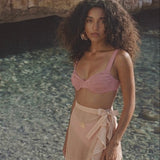Rose Lurex Flora Asymmetrical Cover Up Skirt