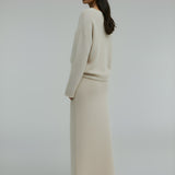 Angelina Beige Cozy Luxe Knit Set – Sweater & Maxi Skirt