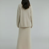 Angelina Beige Cozy Luxe Knit Set – Sweater & Maxi Skirt