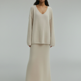 Angelina Beige Cozy Luxe Knit Set – Sweater & Maxi Skirt