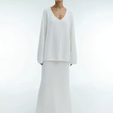 Angelina Off white  Cozy Luxe Knit Set – Sweater & Maxi Skirt