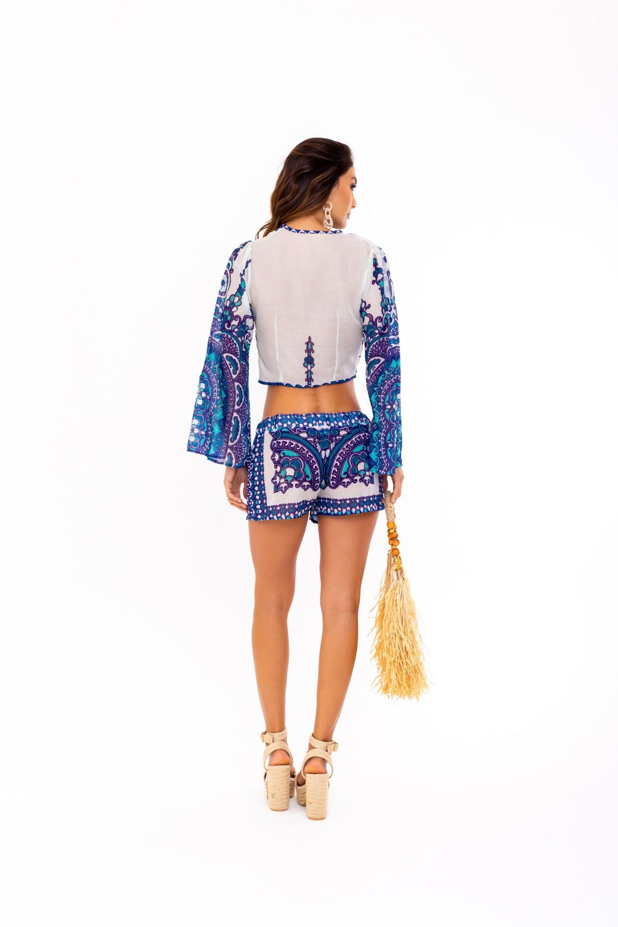 Cara Blue Printed Crop Top - SOAH
