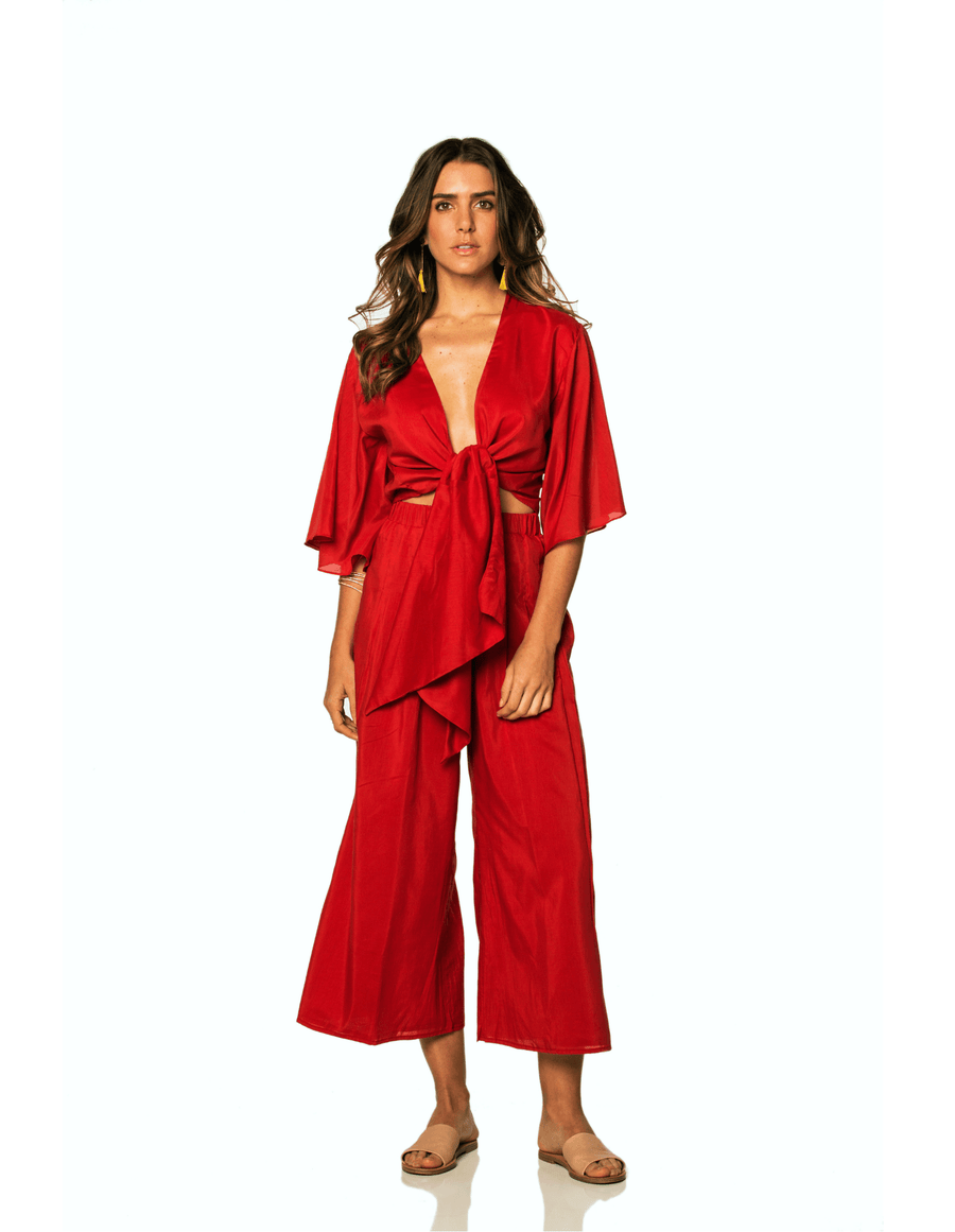 Coco Red Culottes Pants - SOAH