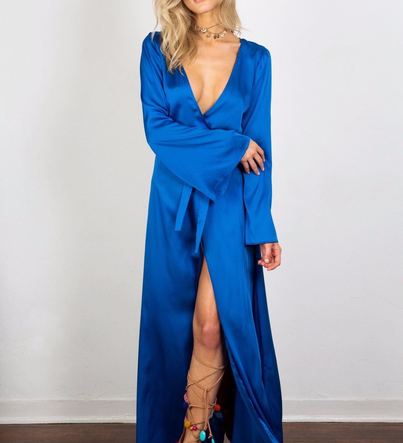 Delilah Blue Wrap Maxi Dress - SOAH