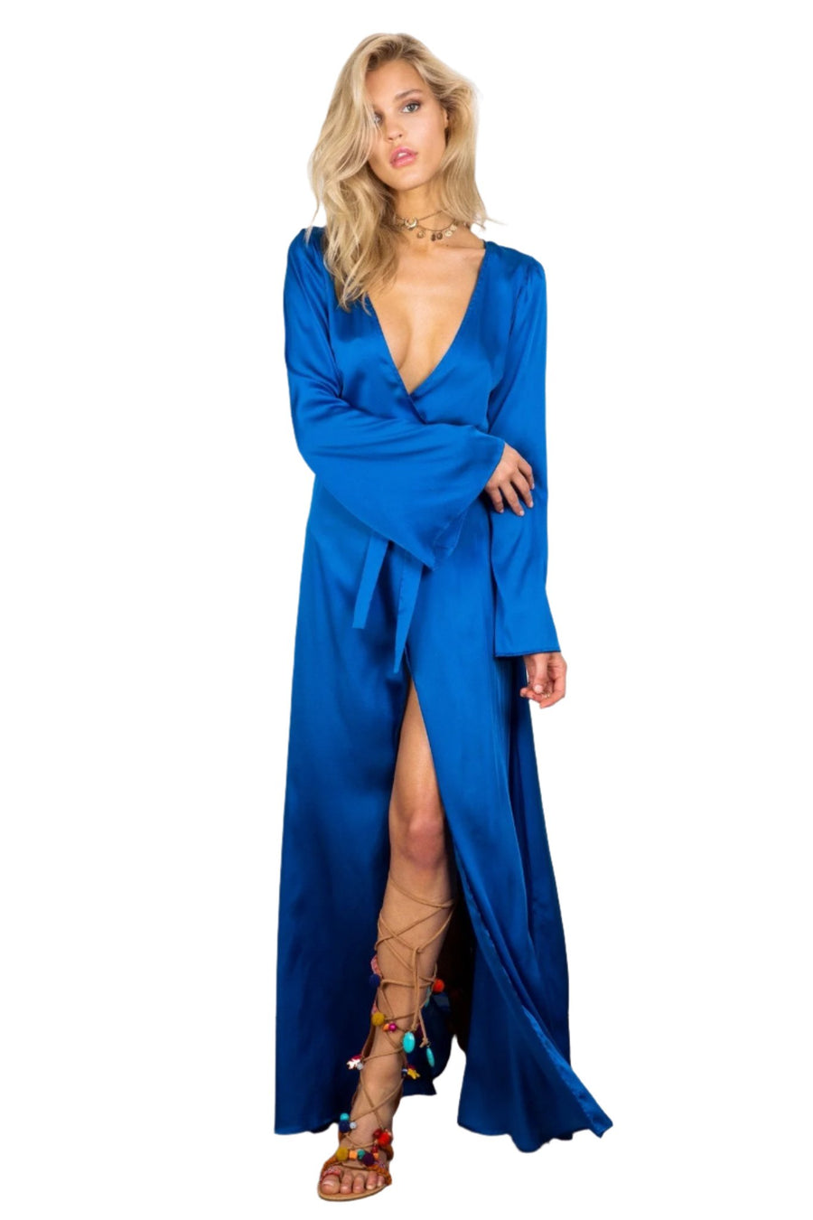 Delilah Blue Wrap Maxi Dress - SOAH