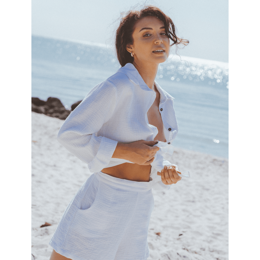 Echo White cotton button down blouse - SOAH