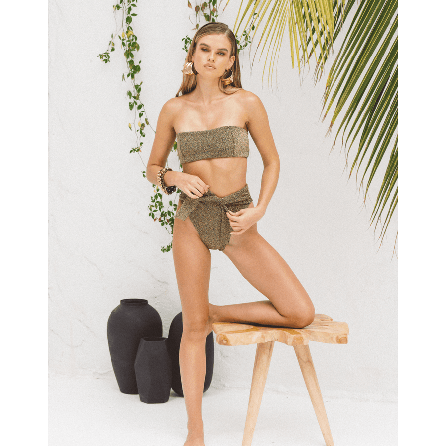 Jade Gold Metallic High-Waisted Bottom