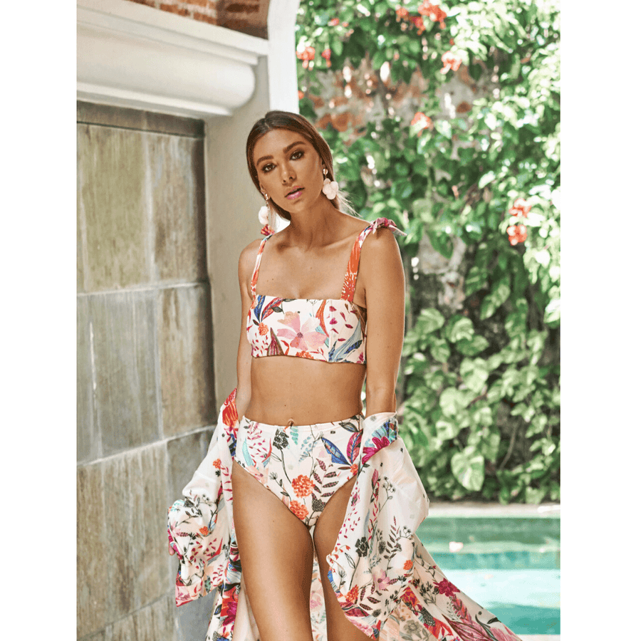 Mila White Floral Bandeau Top - SOAH