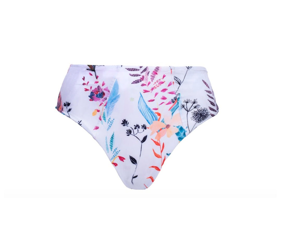 Mila White Floral High Waisted Bottom - SOAH