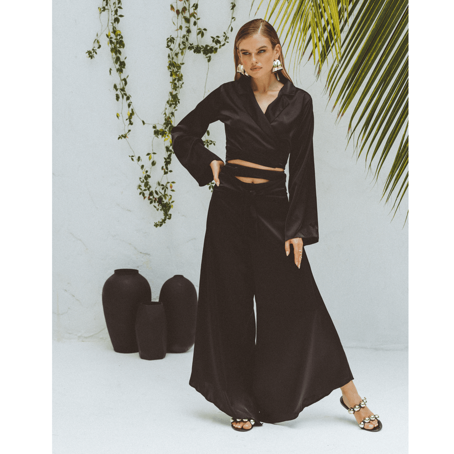 Olivia Black Wide Leg Pants - SOAH
