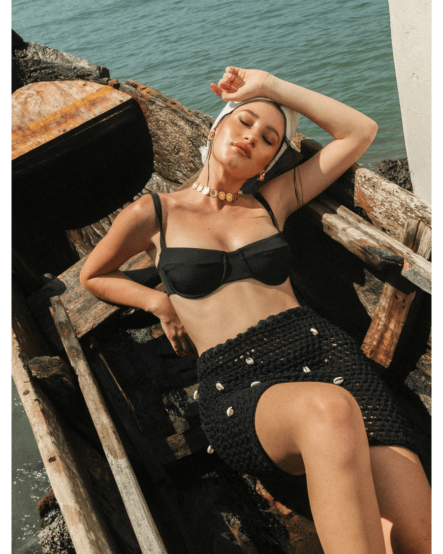 Riley Black Bustier Bikini Top - SOAH