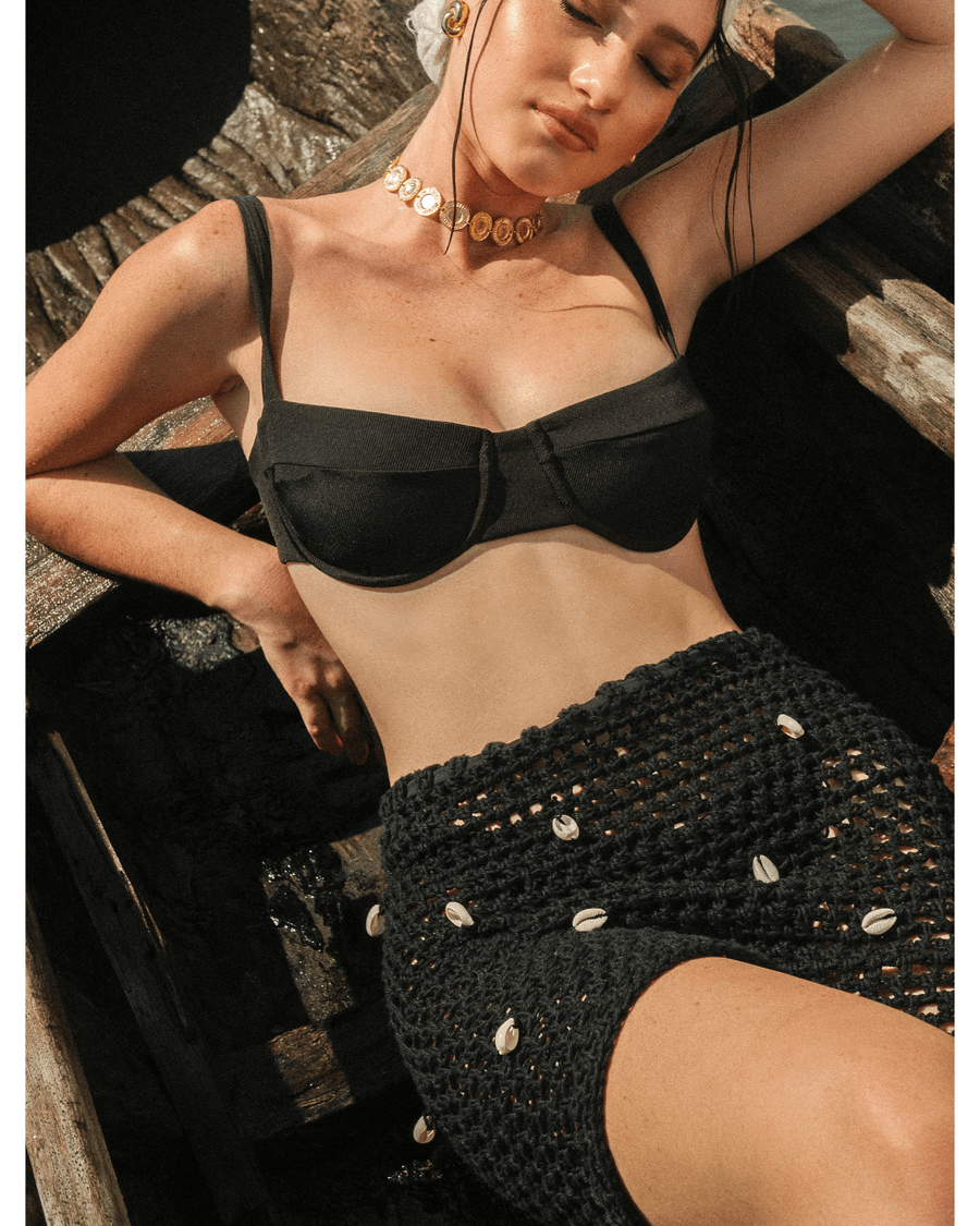 Riley Black Bustier Bikini Top - SOAH