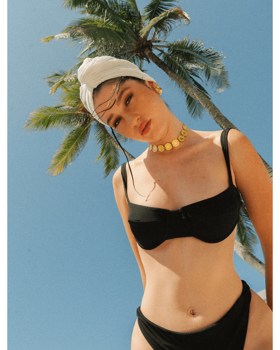 Riley Black Bustier Bikini Top - SOAH
