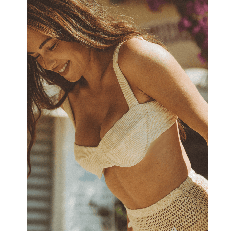 Riley Cream Bustier Bikini Top - SOAH