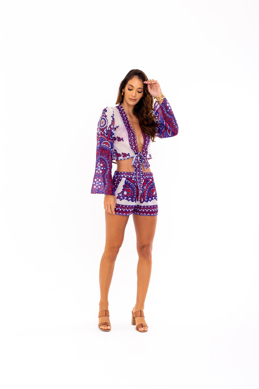 Ruby Red Printed Shorts - SOAH