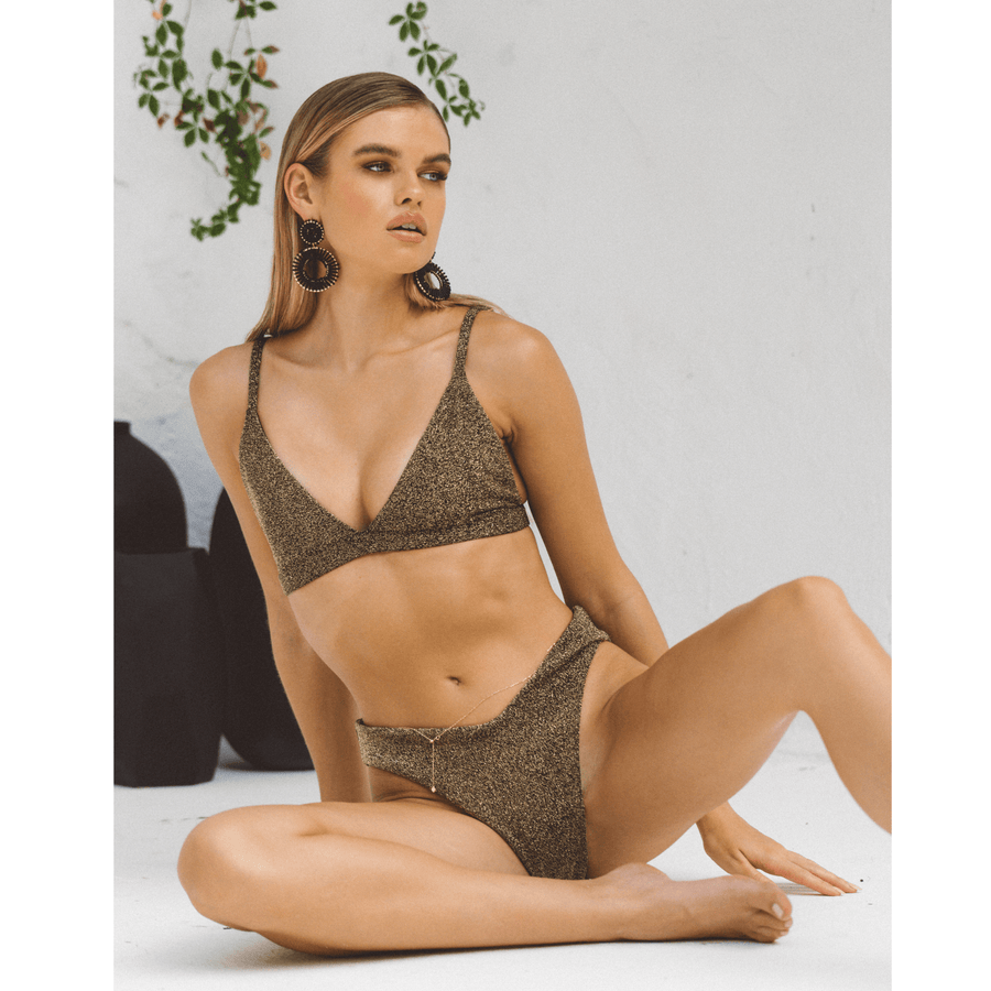 Sandy Triangle Gold Metallic Top - SOAH