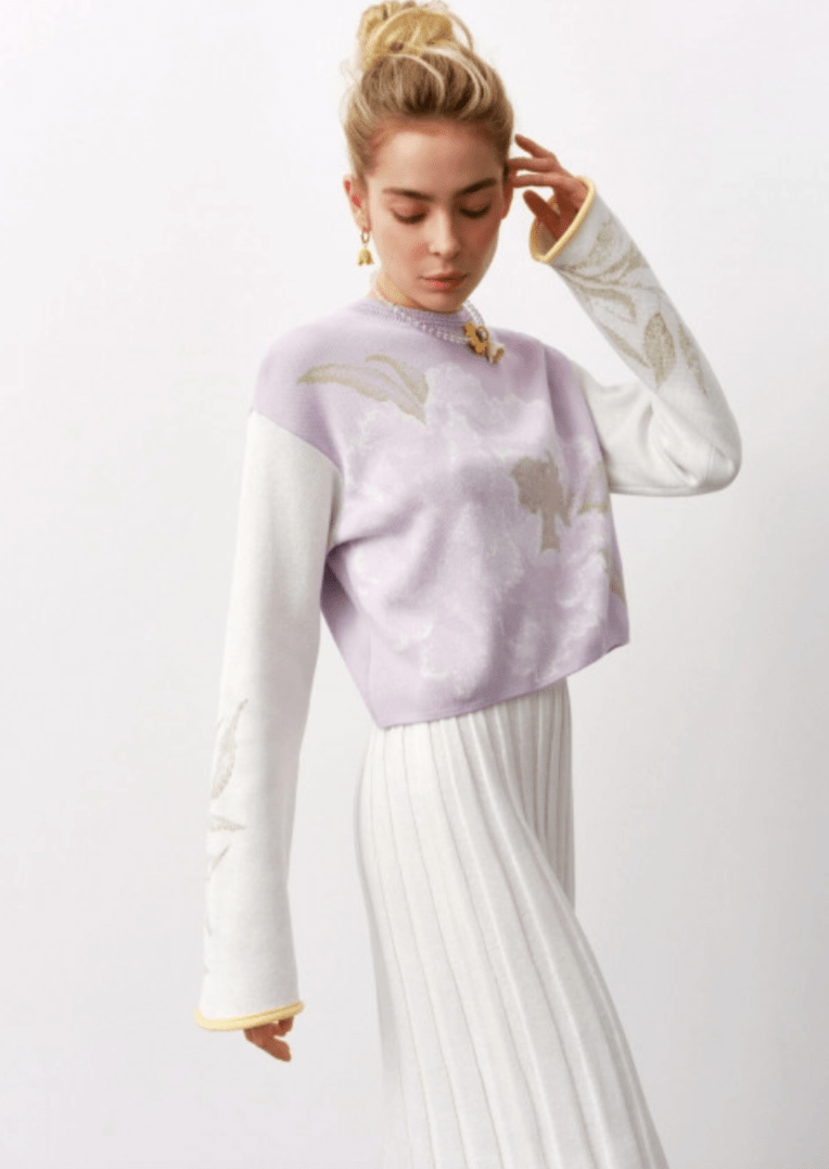 Stardust Knitted Crew Neck Jumper with Print - SOAH