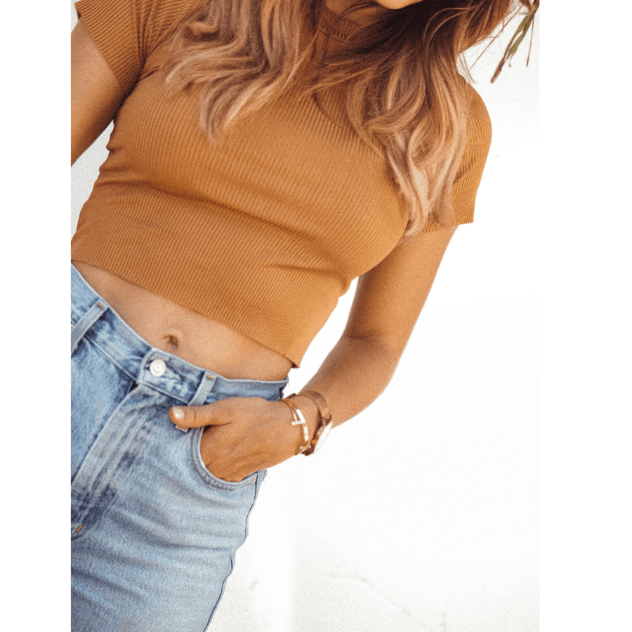 Tara Ribbed Copper Crop Top - SOAH