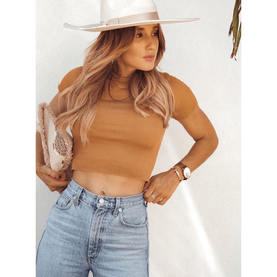 Tara Ribbed Copper Crop Top - SOAH